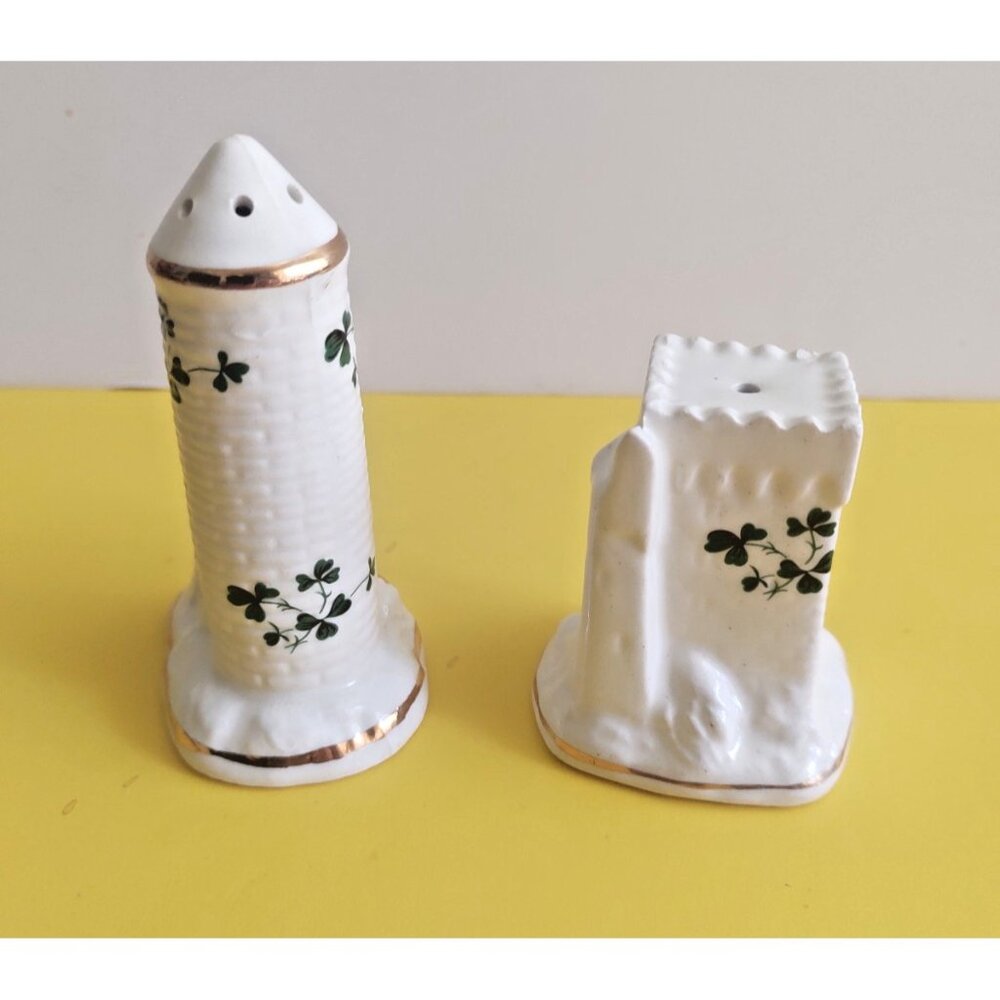 Carrigaline Cork, Ireland Bone China Salt and Pepper Pots. Castle & Lighthouse